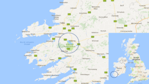 Map of Ireland highlighting Killarney